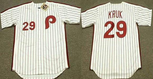 Men's Philadelphia Phillies #29 John Kruk White Stitched Jersey