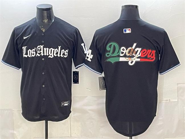 Men's Los Angeles Dodgers Team Big Logo Black 'Gothic Edition' Vapor Premier Limited Stitched Baseball Jersey