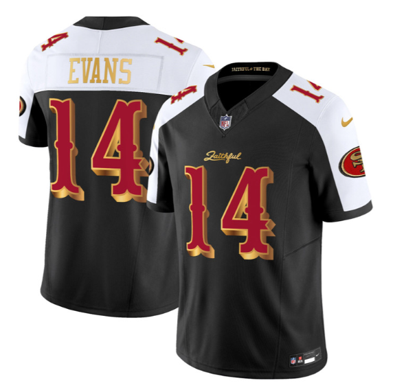 Men's San Francisco 49ers #14 Mike Evans 2026 'Rivalries' Black White F.U.S.E. Vapor Limited Stitched Jersey