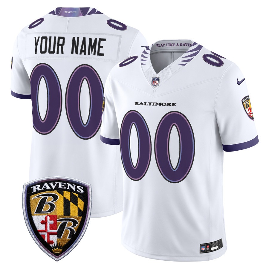 Men's & Women's & Youth Baltimore Ravens Custom White 2026 F.U.S.E. Vapor Stitched Limited Football Jersey