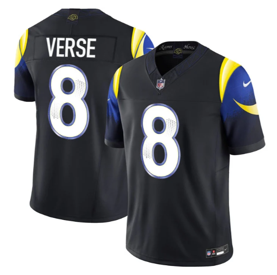 Men's Los Angeles Rams #8 Jared Verse Navy Rivalries 2026 F.U.S.E. Vapor Limited Stitched Football Jersey