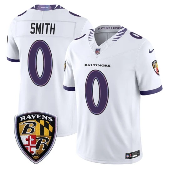 Men's Baltimore Ravens #0 Roquan Smith White 2026 F.U.S.E Vapor Stitched Limited Football Jersey
