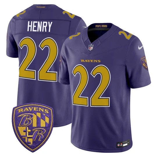 Men's Baltimore Ravens #22 Derrick Henry Purple Alternate 2026 F.U.S.E Vapor Stitched Limited Football Jersey