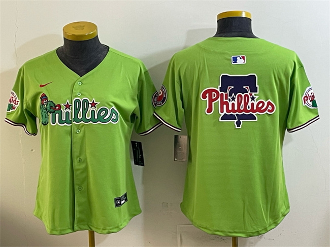 Youth Philadelphia Phillies Team Big Logo Light Green Phanatic Limited Stitched Jersey