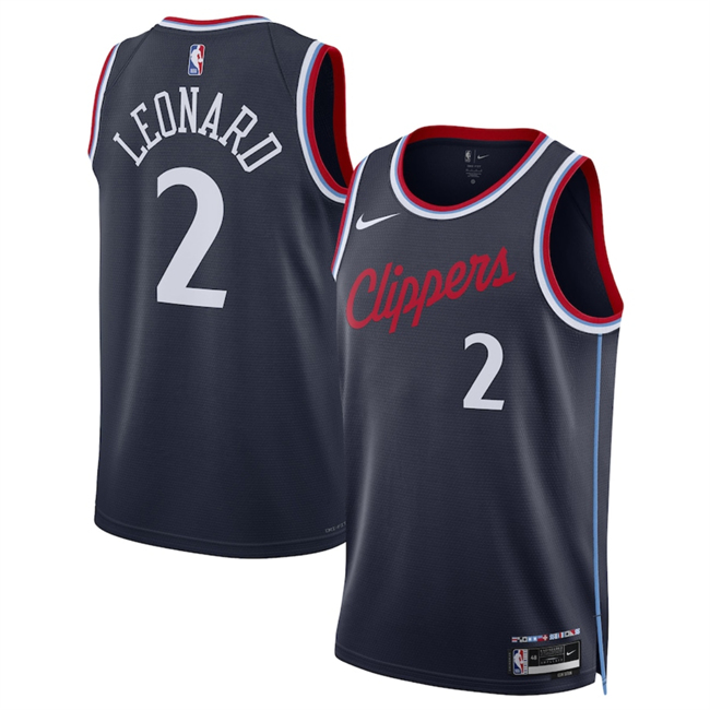 Youth Los Angeles Clippers #2 Kawhi Leonard Navy 2024-25 Icon Edition Stitched Jersey