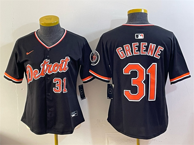 Women's Detroit Tigers #31 Riley Greene Black 2026 Alternate Vapor Premier Limited Stitched Baseball Jersey(Run Small)