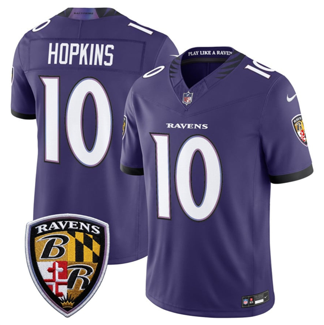 Men's Baltimore Ravens #10 DeAndre Hopkins Purple 2026 F.U.S.E Vapor Stitched Limited Football Jersey