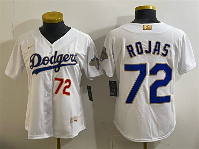 Youth Los Angeles Dodgers #72 Miguel Rojas White 2026 Gold Collection Stadium Stitched Baseball Jersey