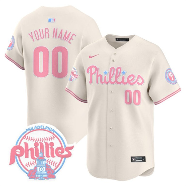 Men's Philadelphia Phillies Active Player Custom Bubblegum Cream Vapor Premier Limited Stitched Jersey