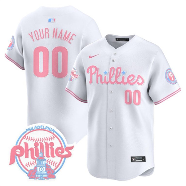 Men's Philadelphia Phillies Active Player Custom Bubblegum White Vapor Premier Limited Stitched Jersey