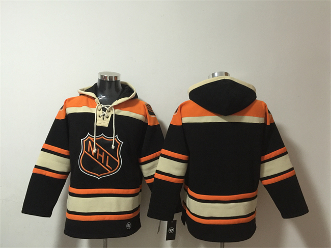 Men's Black Orange Ageless Must-Have Lace-Up Pullover Hoodie