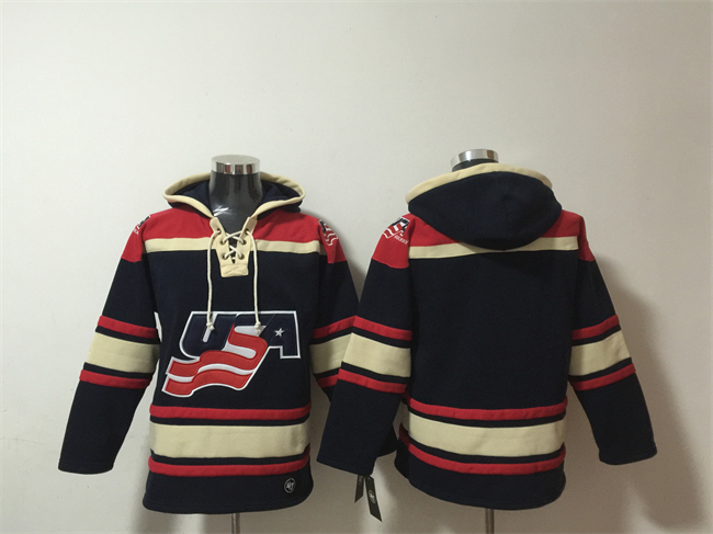 Men's Team USA Black Ageless Must-Have Lace-Up Pullover Hoodie