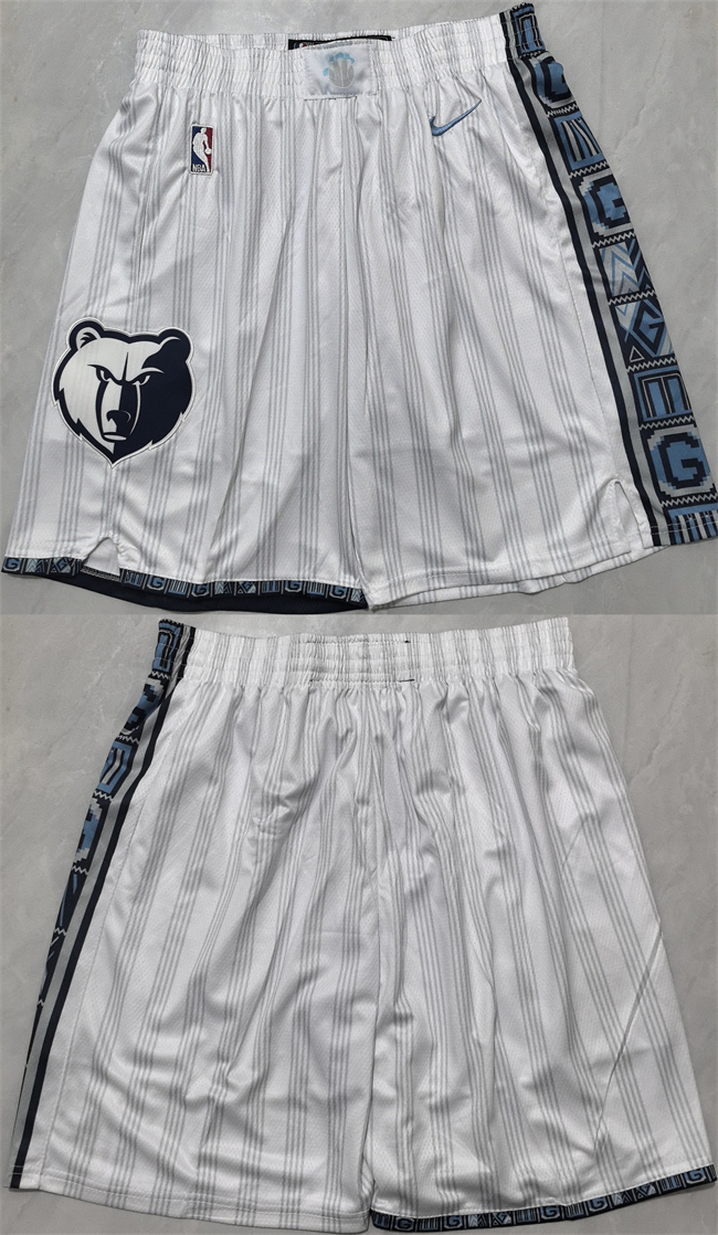 Men's Memphis Grizzlies White 2026 Shorts (Run Small)