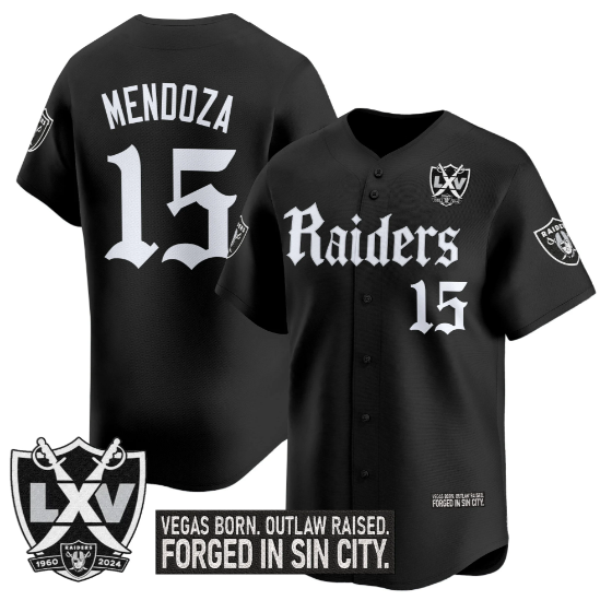 Men's Las Vegas Raiders #15 Fernando Mendoza Black 'Gothic Sin City Shadows Edition' Vapor Stitched Baseball Jersey