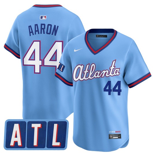 Men's Atlanta Braves #44 Hank Aaron Powder Blue 2026 City Connect Limited Stitched Jersey