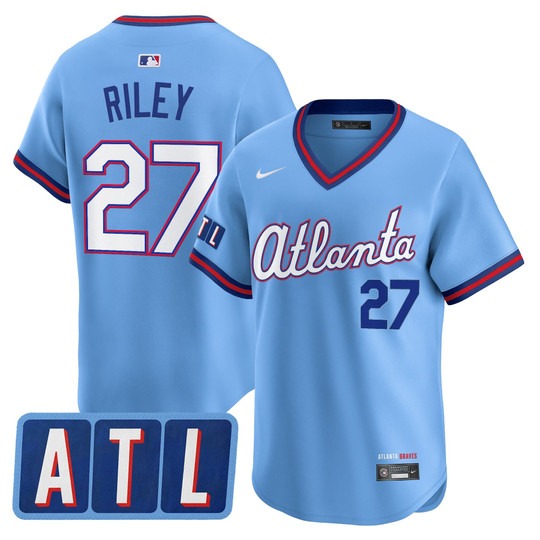 Youth Atlanta Braves #27 Austin Riley Powder Blue 2026 City Connect Limited Stitched Jersey