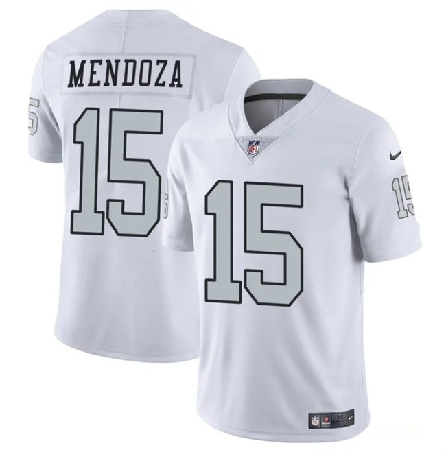 Men's Las Vegas Raiders #15 Fernando Mendoza White 2026 Draft Color Rush Vapor Untouchable Limited Stitched Football Jersey