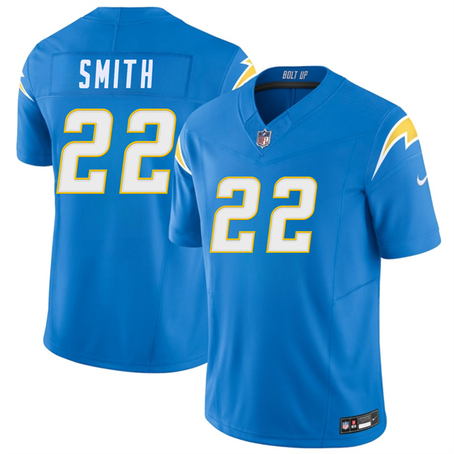 Men's Los Angeles Chargers #22 Genesis Smith Blue 2026 F.U.S.E. Vapor Limited Stitched Football Jersey