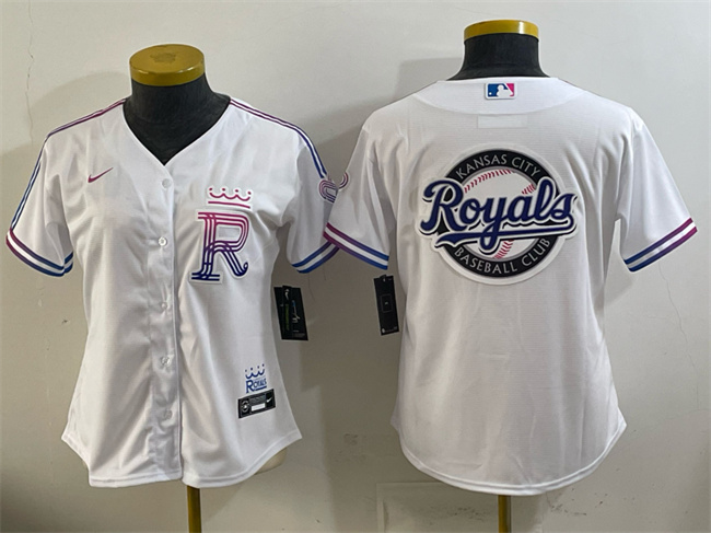 Women's Kansas City Royals Team Big Logo White 2026 City Connect Stadium Stitched Baseball Jerseys(Run Small)