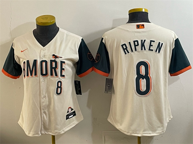 Women's Baltimore Orioles #8 Cal Ripken Jr Natural 2026 City Connect Stadium Stitched Baseball Jersey(Run Small)
