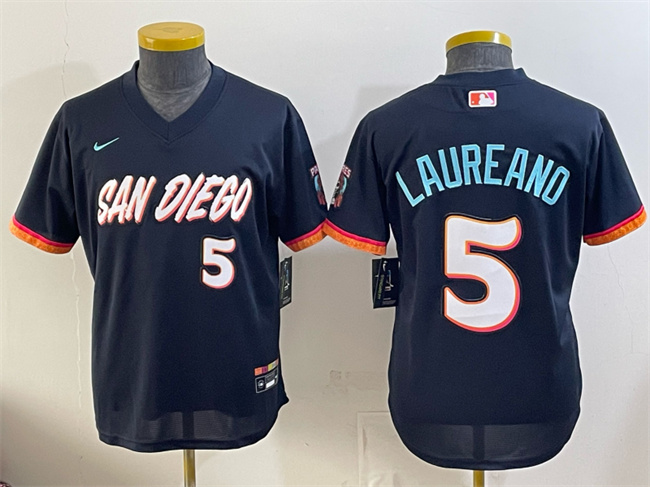 Youth San Diego Padres #5 Ramón Laureano Obsidian 2026 City Connect Stadium Stitched Baseball Jersey