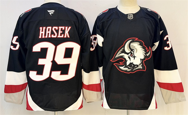 Men's Buffalo Sabres #39 Dominik Hasek Black 2024-25 Alternate Stitched Hockey Jersey
