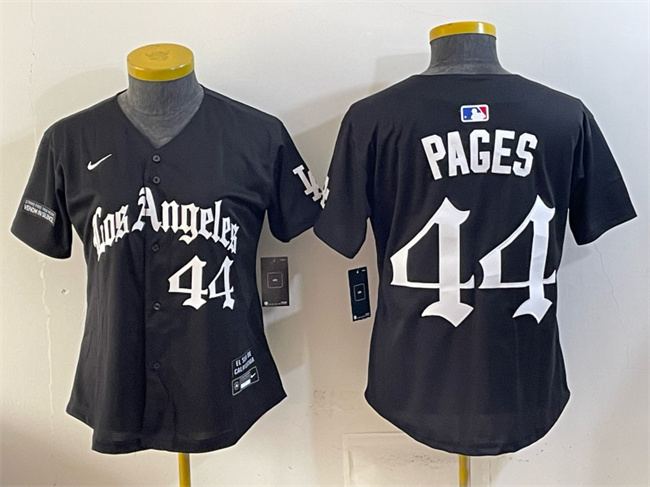 Youth Los Angeles Dodgers #44 Andy Pages Black LA Gothic Style Limited Stitched Baseball Jersey