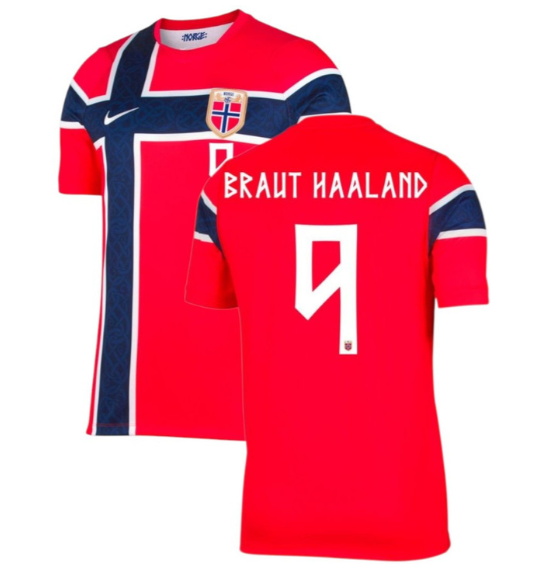 Men's Norway National Team #9 Erling Haaland 2026 Home Jersey - Sublimated