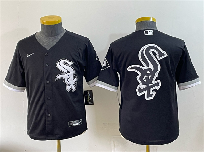 Youth Chicago White Sox Team Big Logo Black Stitched Baseball Jersey