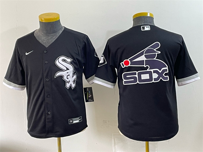 Youth Chicago White Sox Team Big Logo Black Stitched Baseball Jerseys