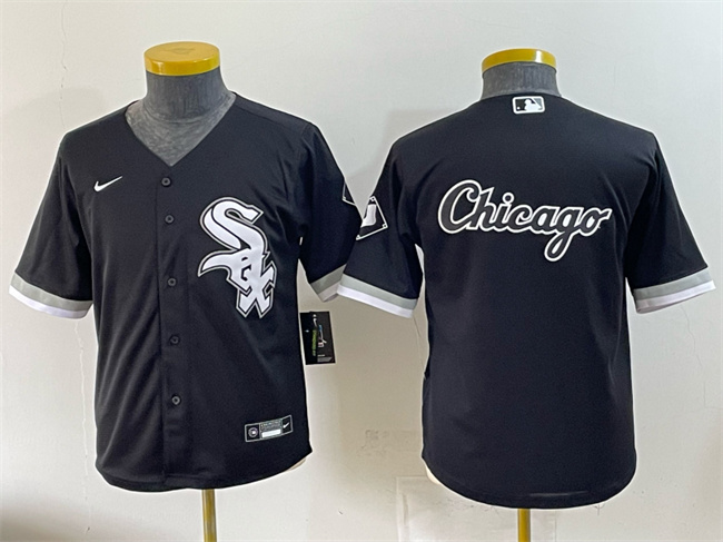 Youth Chicago White Sox Team Big Logo Black Stitched MLB Baseball Jersey