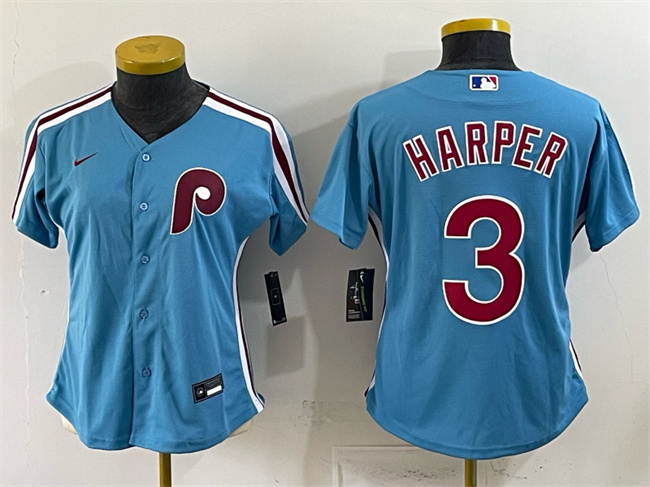 Youth Philadelphia Phillies #3 Bryce Harper Blue Stitched Jersey