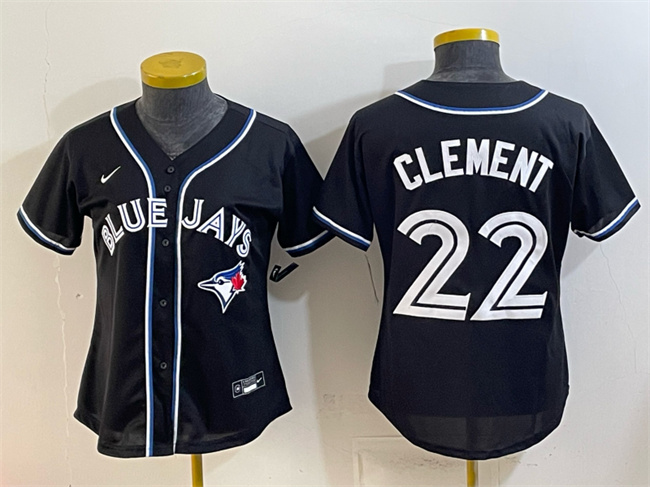 Women's Toronto Blue Jays #22 Ernie Clement 2026 Fashion Replica Black Out Stitched Baseball Jersey(Run Small)