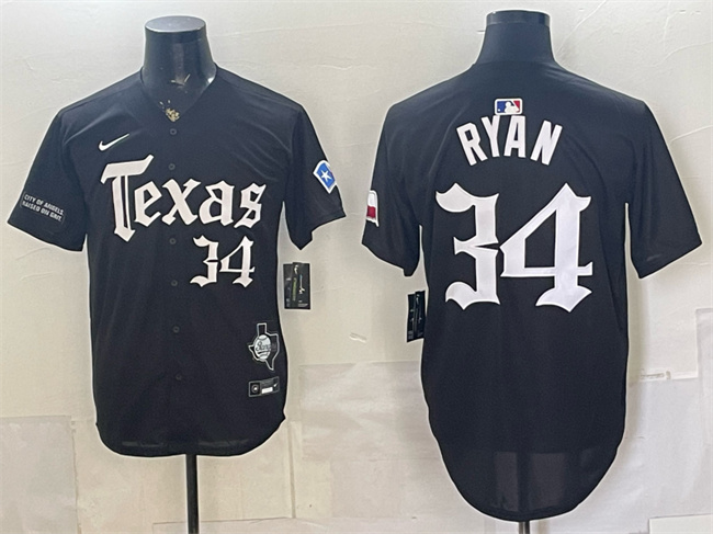 Men's Texas Rangers #34 Nolan Ryan Black Gothic Mexico 2025 Vapor Premier Limited Stitched Baseball Jersey
