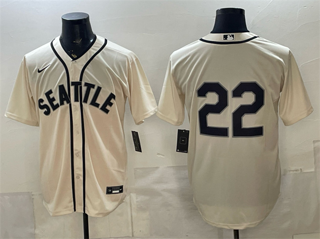 Men's Seattle Mariners #22 Bryan Woo Cream Alternate Stitched Baseball Jersey