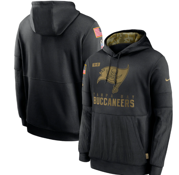 Men's Tampa Bay Buccaneers 2020 Black Salute to Service Sideline Performance Pullover Hoodie