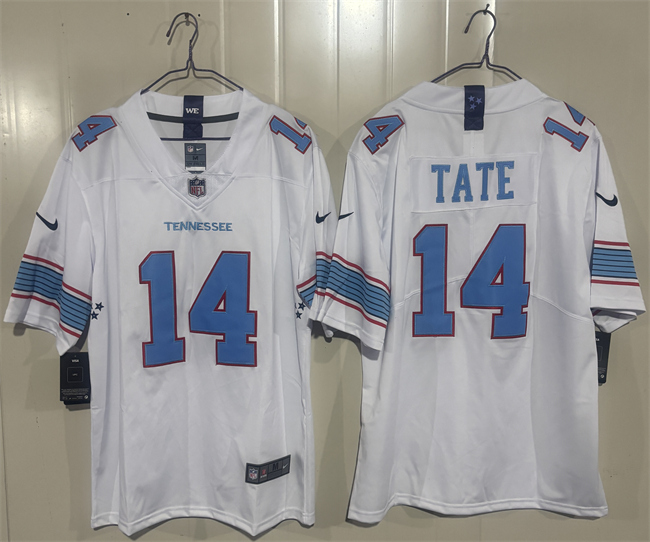 Men's Tennessee Titans #14 Carnell Tate White 2026 Vapor Limited Stitched Football Jersey