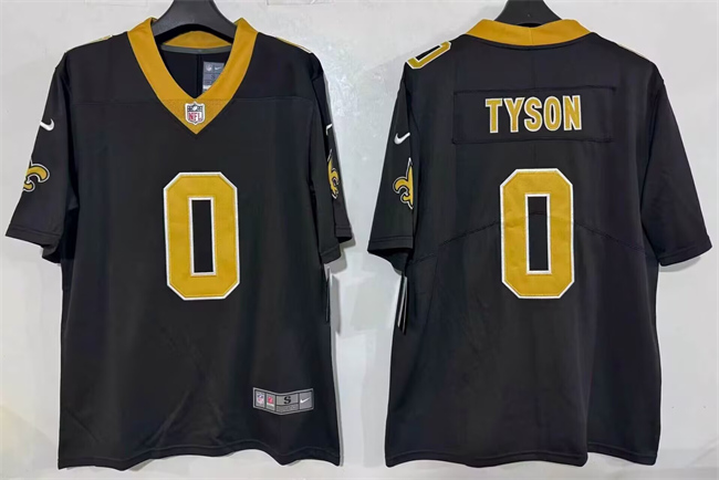Men's New Orleans Saints #0 Jordyn Tyson Black 2026 Vapor Limited Stitched Football Jersey