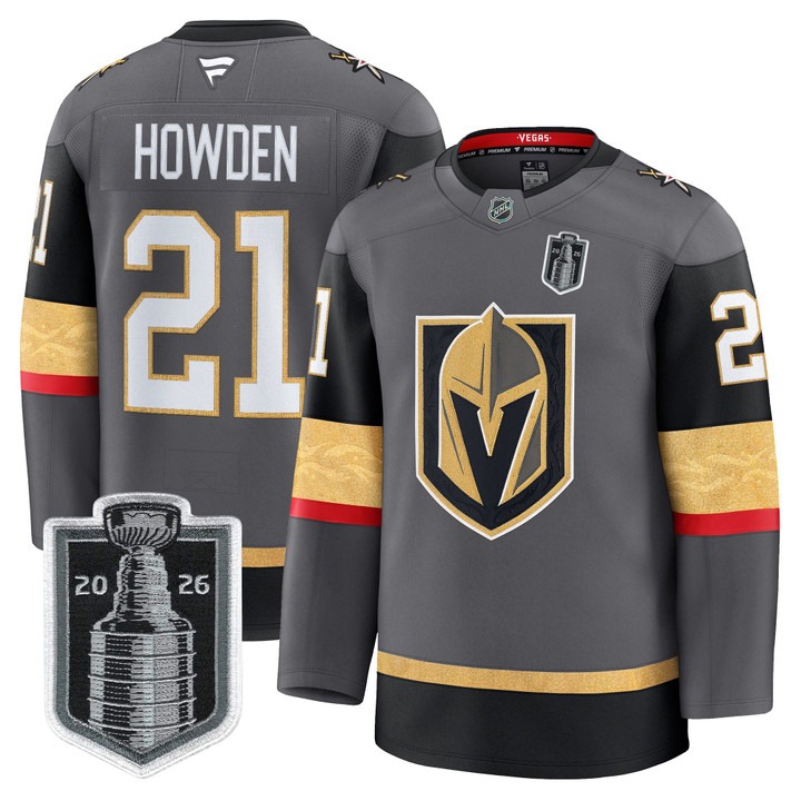 Men's Vegas Golden Knights #21 Brett Howden Grey 2026 Stanley Cup Final Patch Home Stitched Hockey Jersey