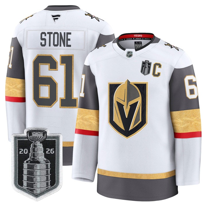 Men's Vegas Golden Knights #61 Mark Stone White 2026 Stanley Cup Final Patch And C Patch Home Stitched Hockey Jersey