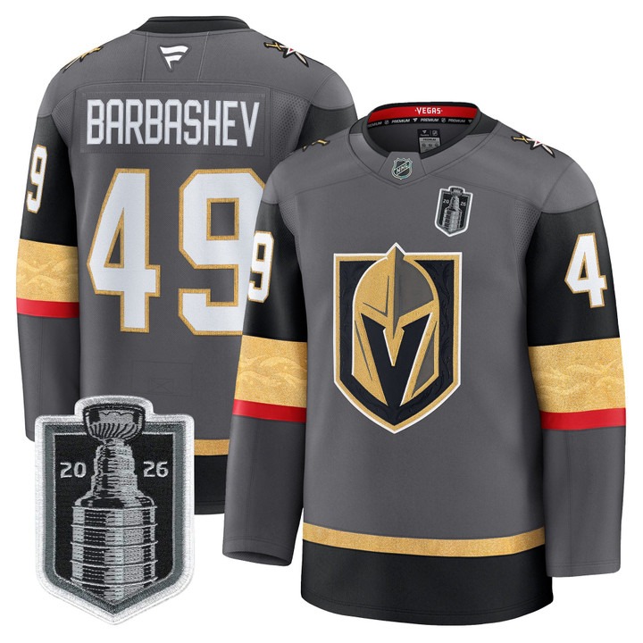 Men's Vegas Golden Knights #49 Ivan Barbashev Grey 2026 Stanley Cup Final Patch Home Stitched Hockey Jersey