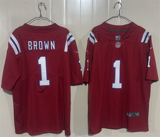 Men's New England Patriots #1 A.J. Brown Red 2026 Vapor Limited Stitched Football Jersey