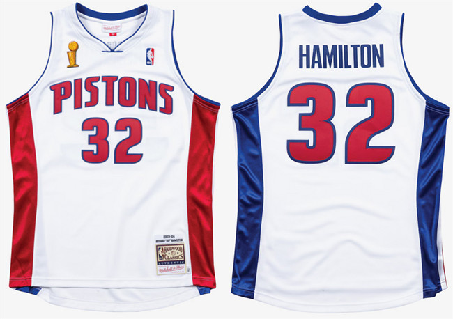 Men's Detroit Pistons #32 Richard Hamilton 2003-04 White Stitched Jersey