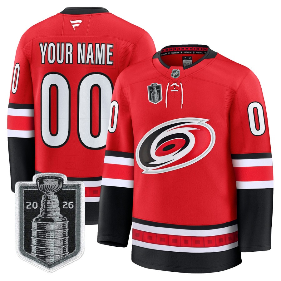 Carolina Hurricanes 2026 Stanley Cup Patch Premium Custom Jersey Red - All Stitched