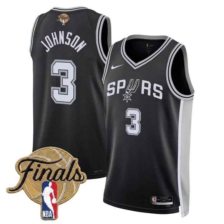 Men's San Antonio Spurs #3 Keldon Johnson Black 2026 Finals Icon Swingman Stitched Jersey