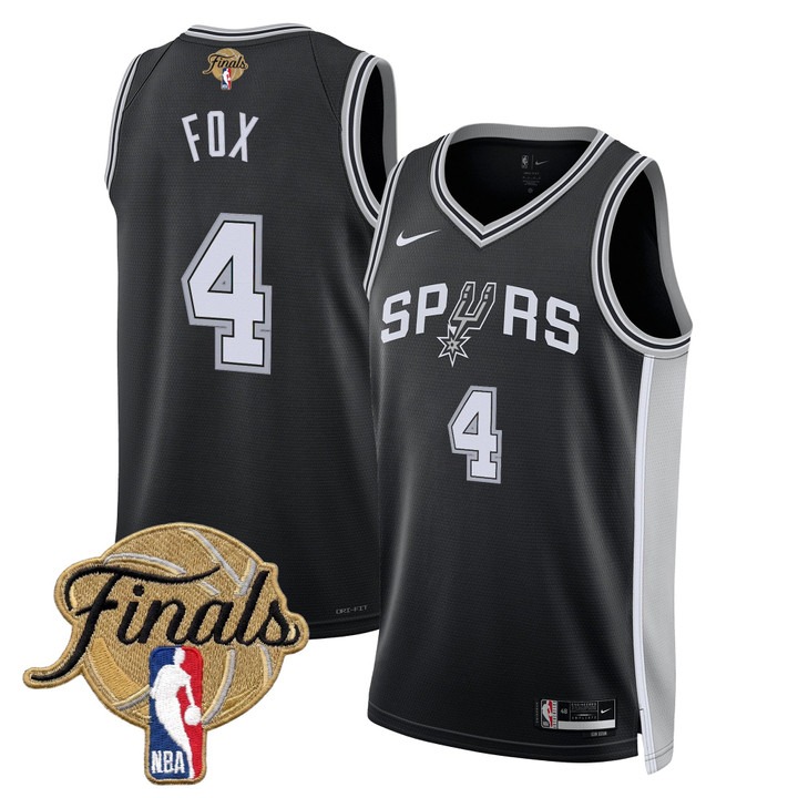 Men's San Antonio Spurs #4 De'Aaron Fox Black 2026 Finals Icon Swingman Stitched Jersey