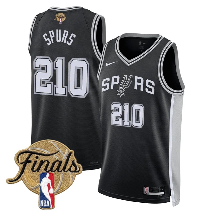 Men's San Antonio Spurs #210 SPURS Black 2026 Finals Icon Swingman Stitched Jersey