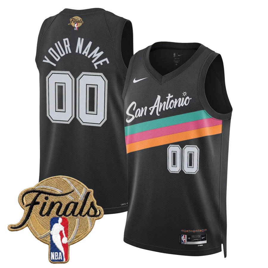 Men's San Antonio Spurs Custom 2026 Finals Black City 25-26 Swingman Stitched Jersey