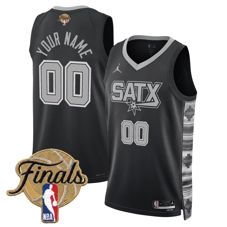 Men's San Antonio Spurs Custom 2026 Finals Black Statement Swingman Stitched Jersey