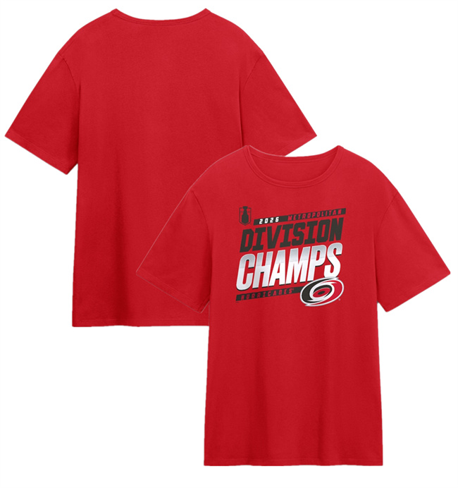 Men's Carolina Hurricanes Red 2026 Metropolitan Division Champions T-Shirt